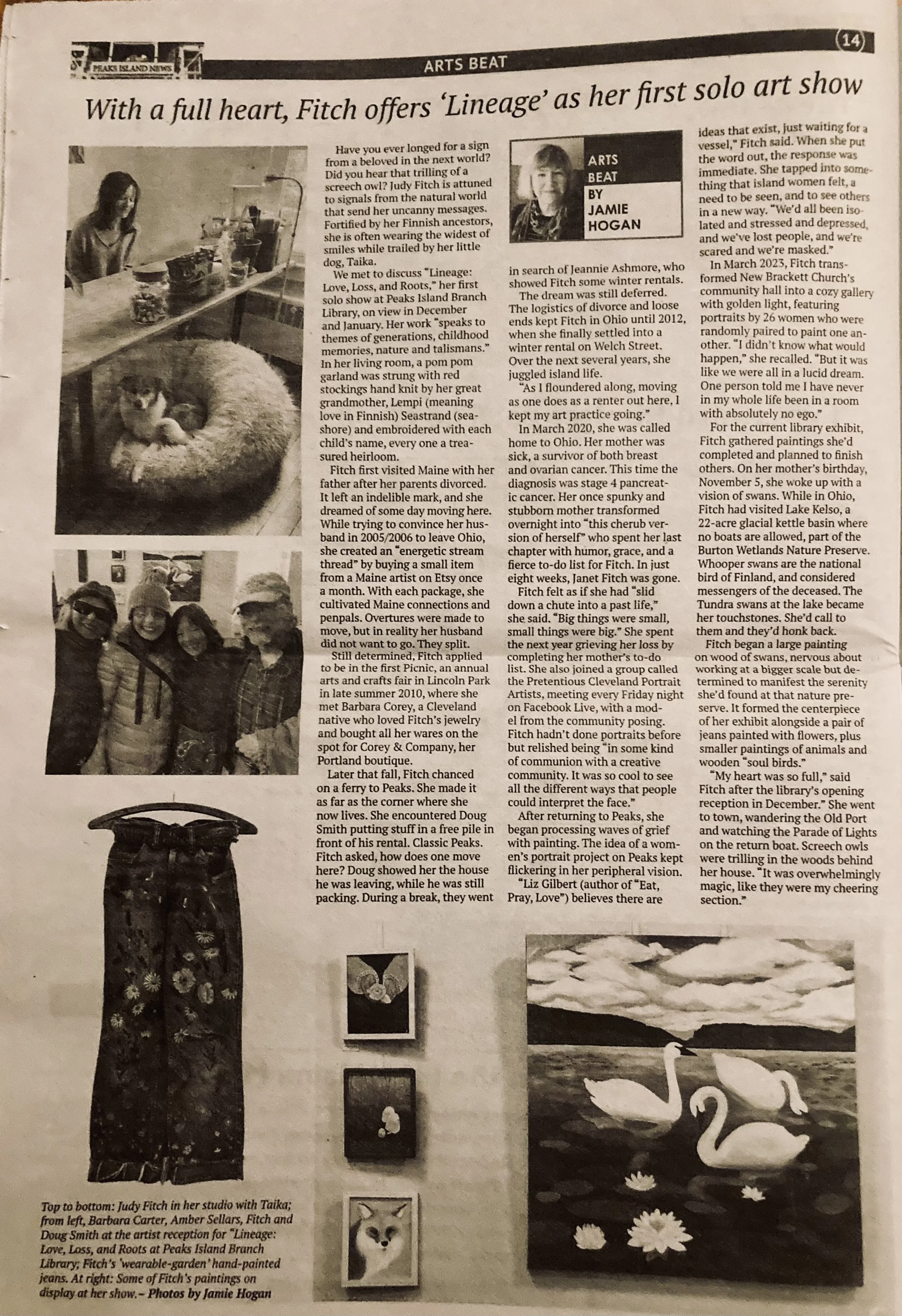An article in the Peaks Island News by Jamie Hogan, January 2025