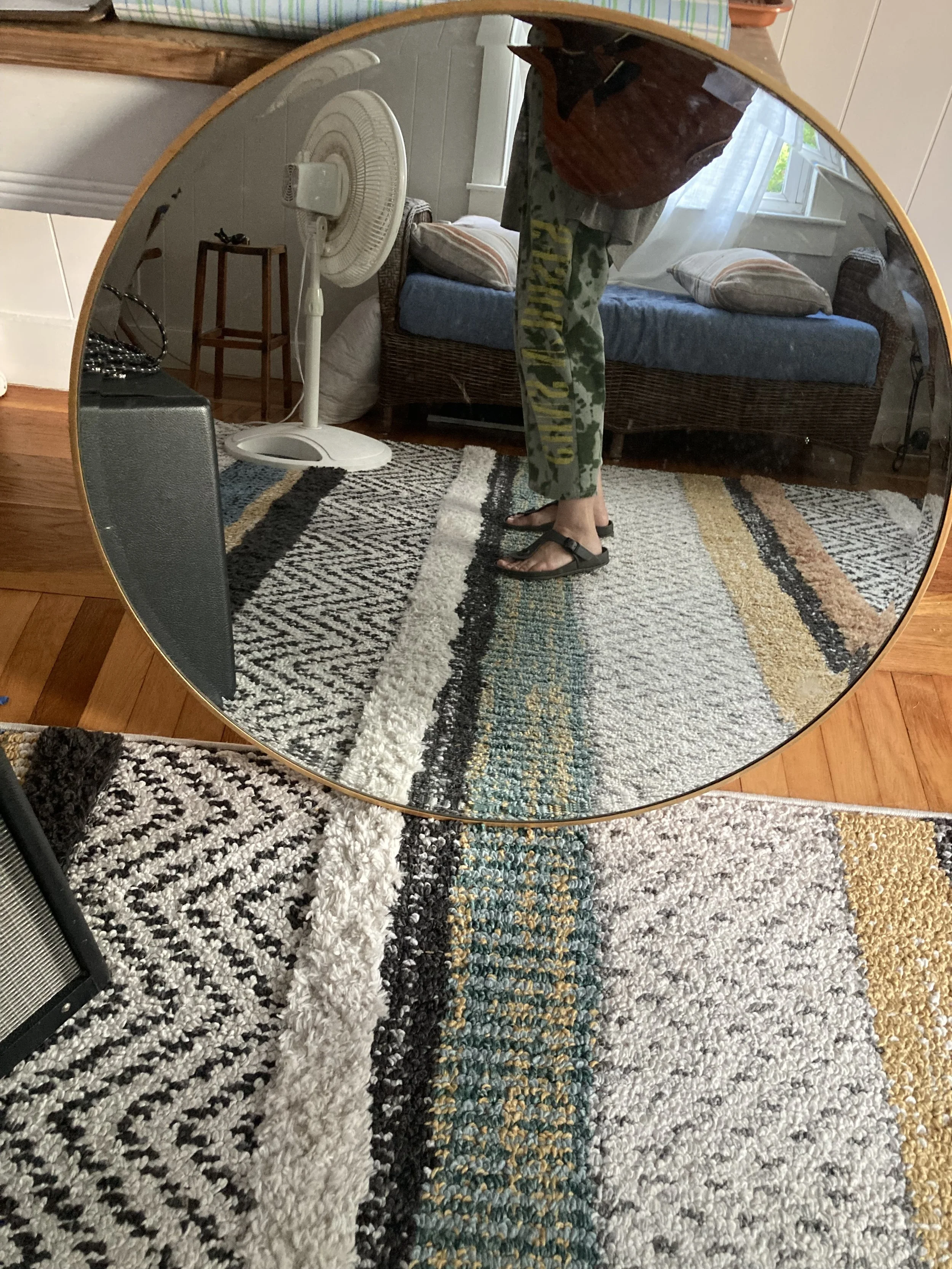 Large round gold mirror, heavy 