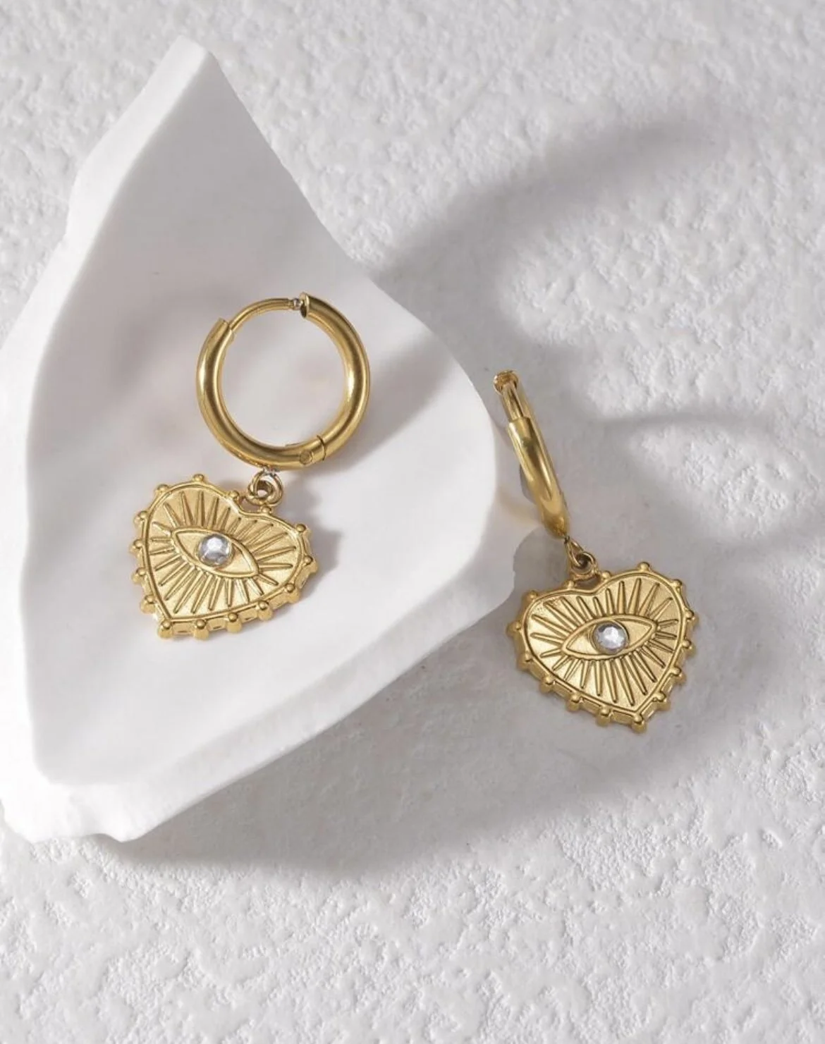 Evil Eye Heart Earrings