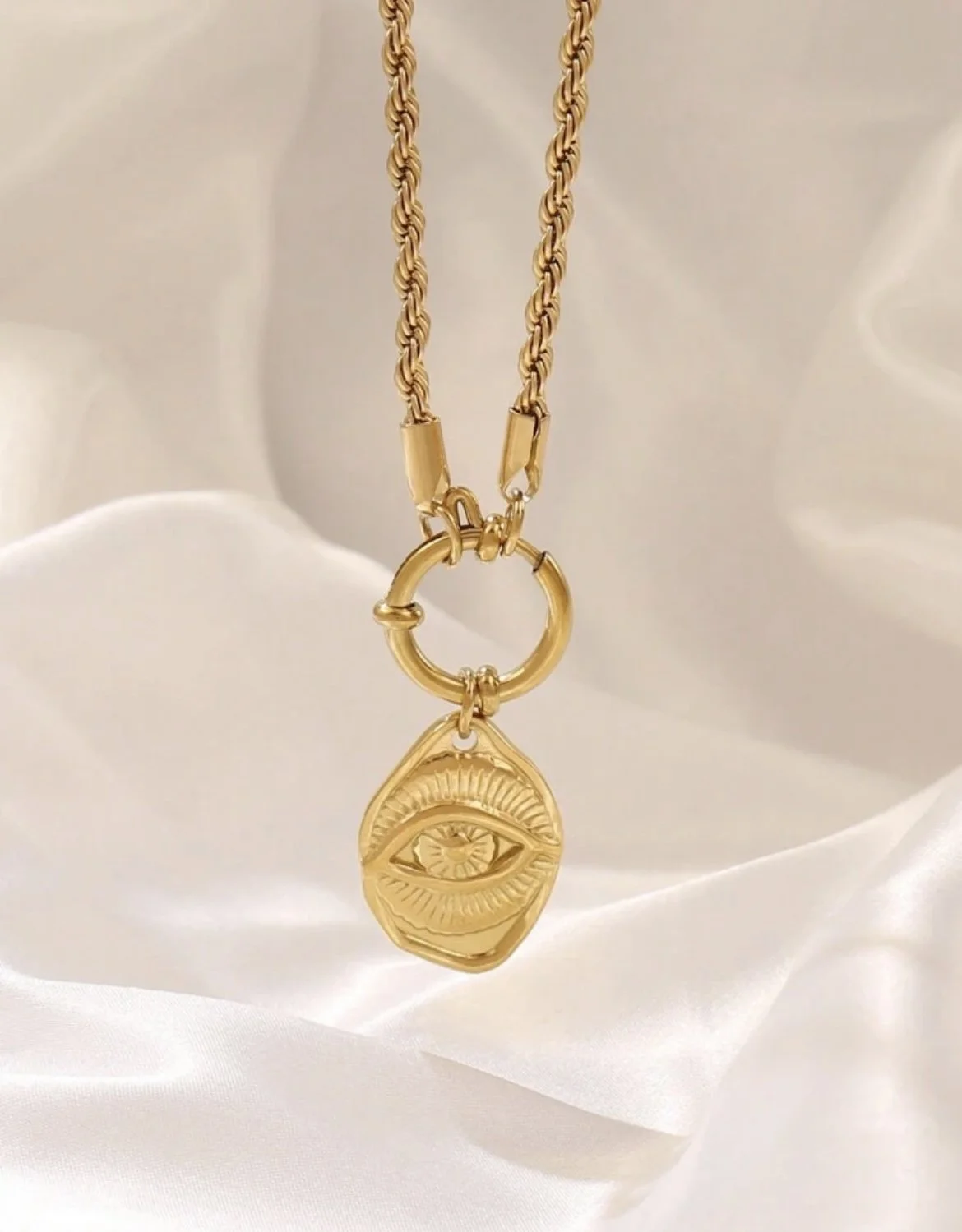 Vintage Evil Eye Coin Necklace