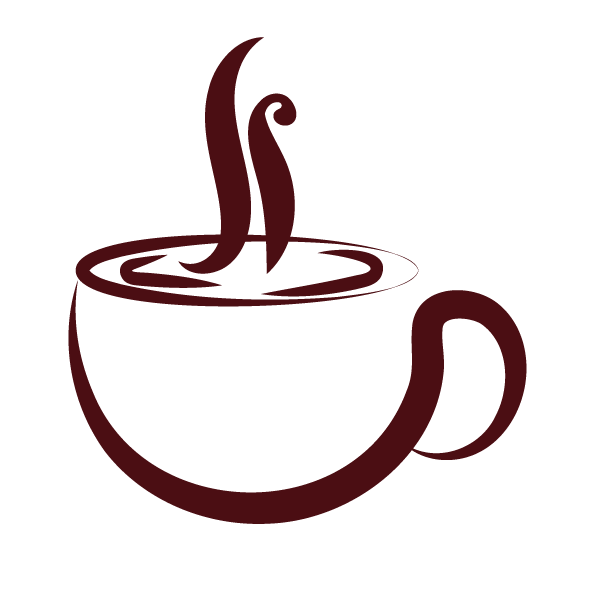 A steaming cup of coffee or tea.