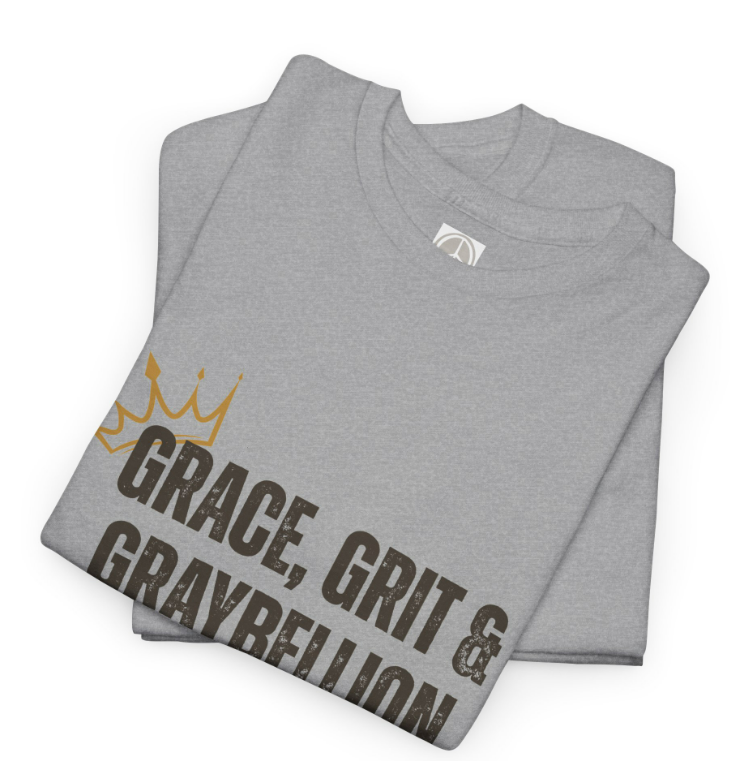 Grace, Grit and Graybellion Crown S/S Tshirt in Gray
