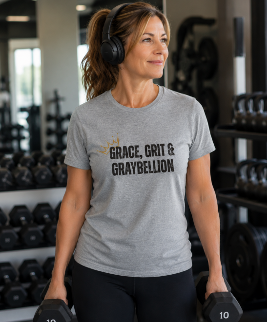 Grace, Grit and Graybellion Crown S/S Tshirt in Gray