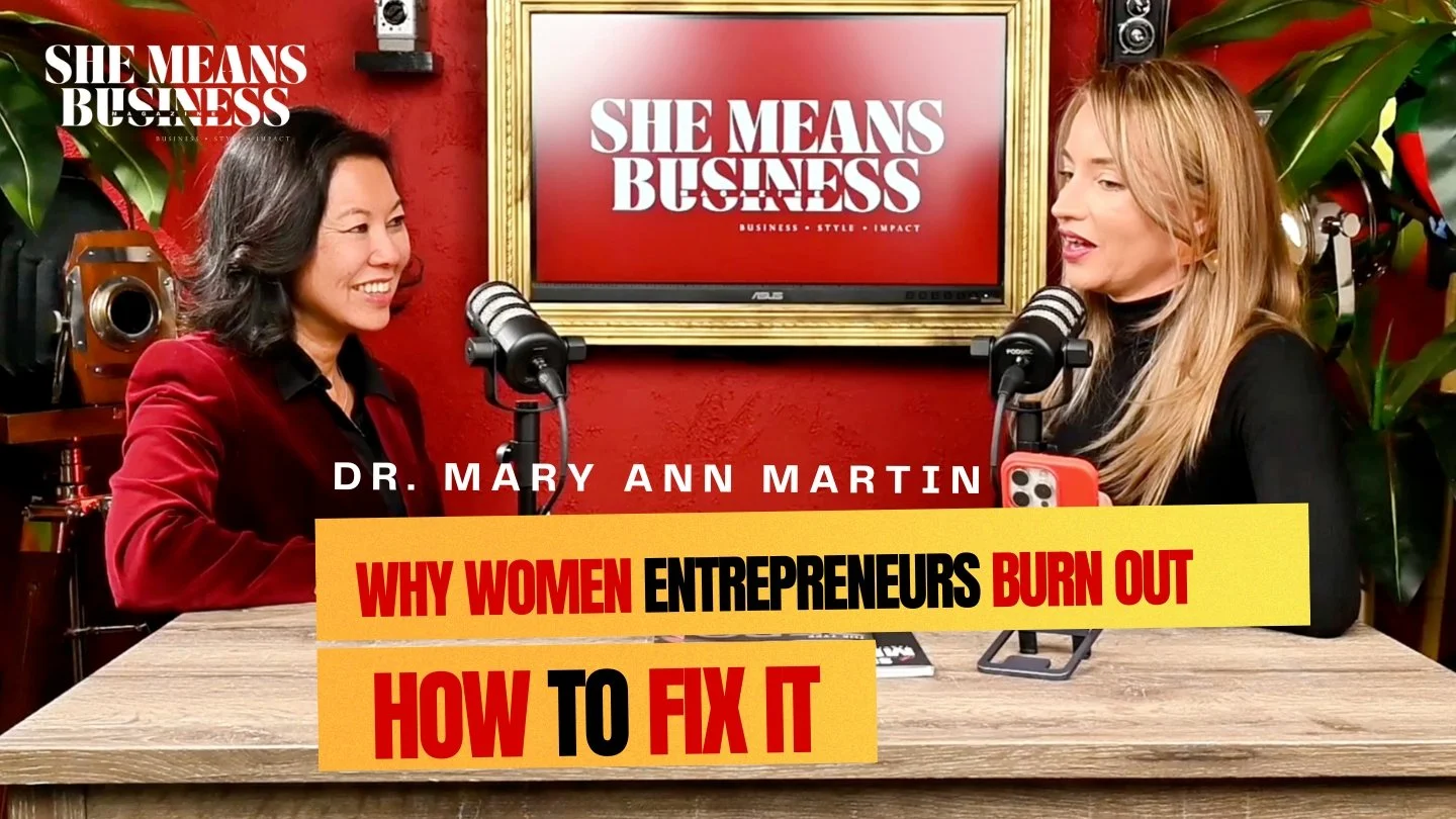 She Means Business Podcast Season Two episode on burnout, hormones, and women entrepreneurs