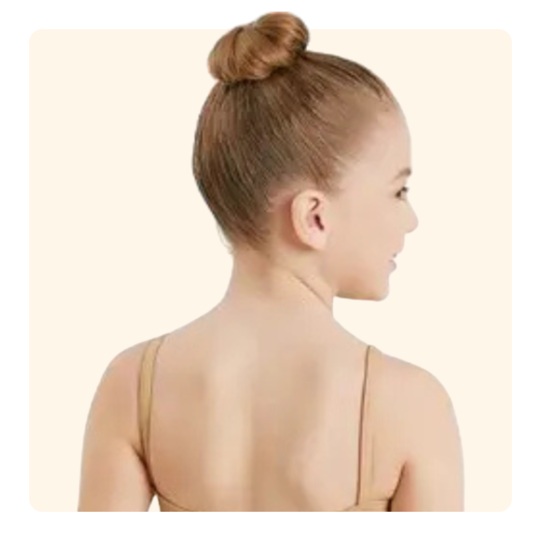 Hair pulled up and out of face