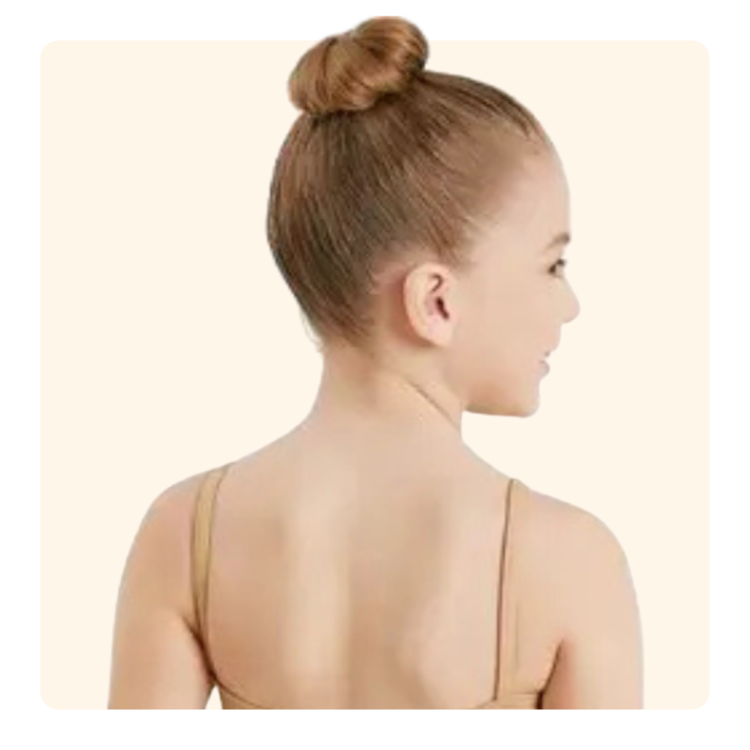 Hair must be in a bun, in the middle of the head, with a hair net
