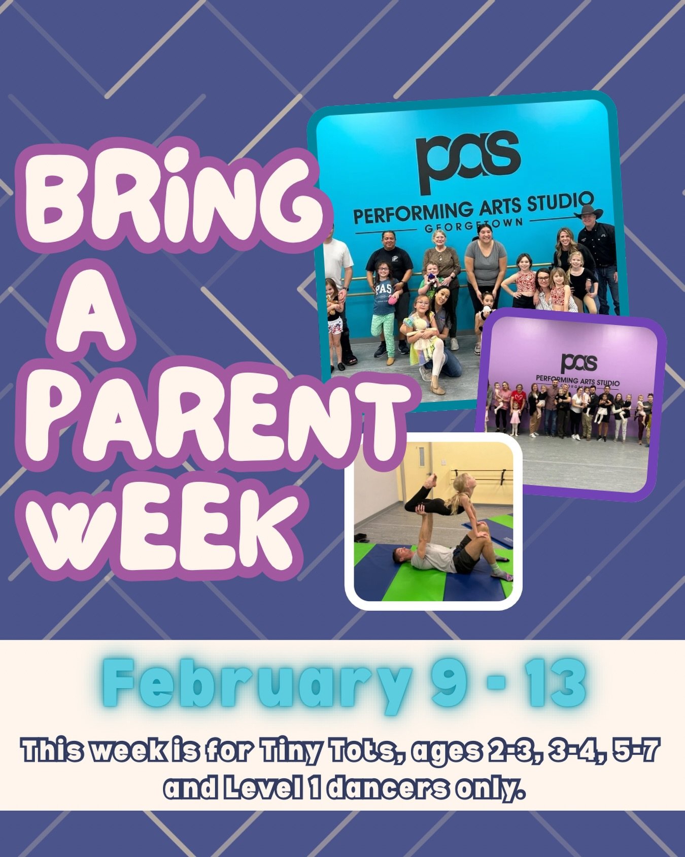 We are excited to have parents in the studio next week to dance with their lil sweetheart!