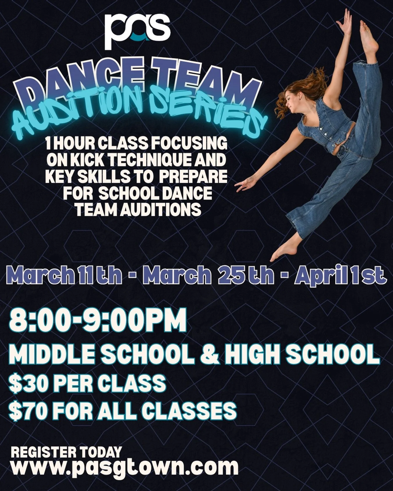 It's not too late! Join our series next week and perfect your moves for your school dance teams auditions.
