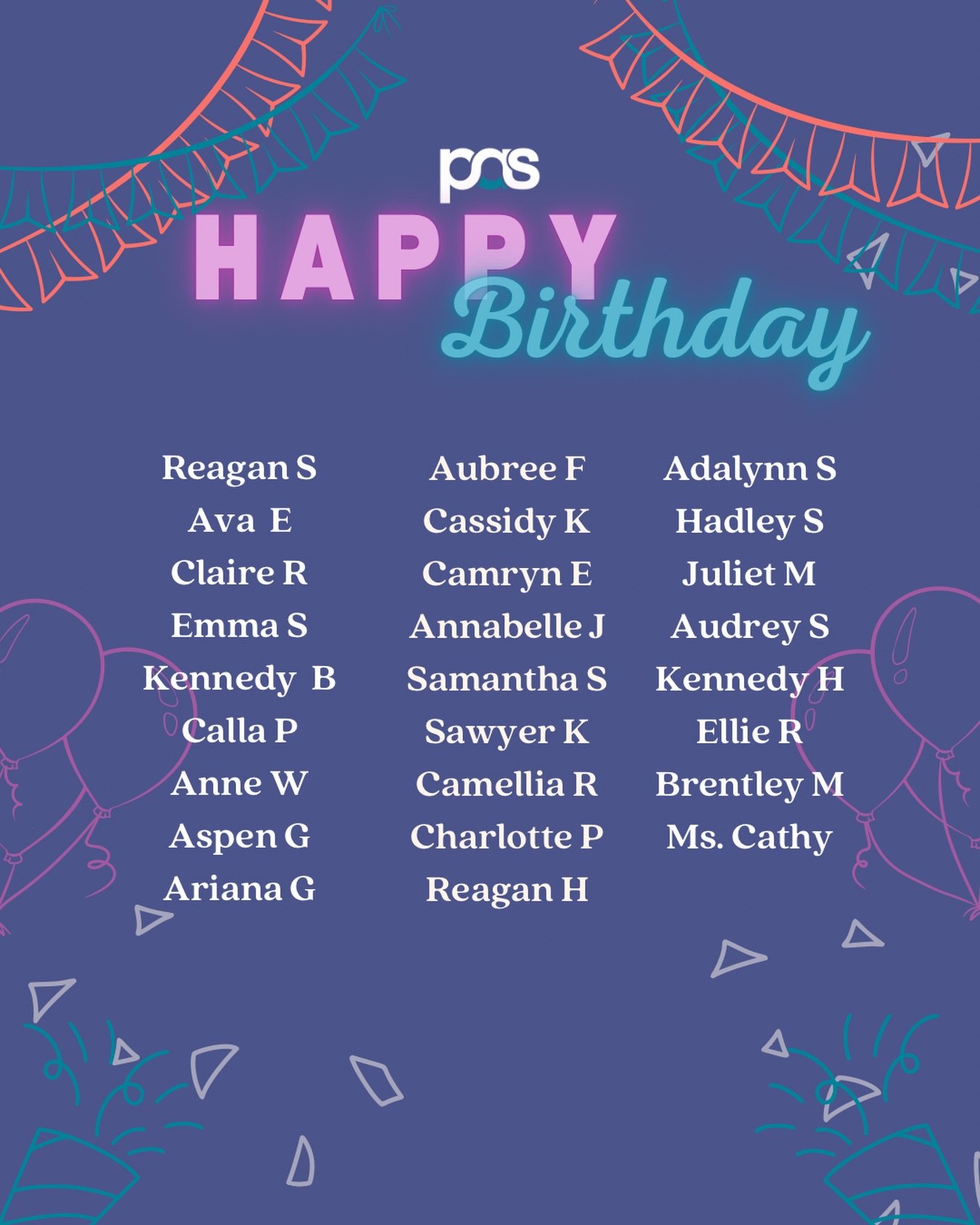 Happy Birthday to all our dancers with April Birthdays. 🎂🌟🩵