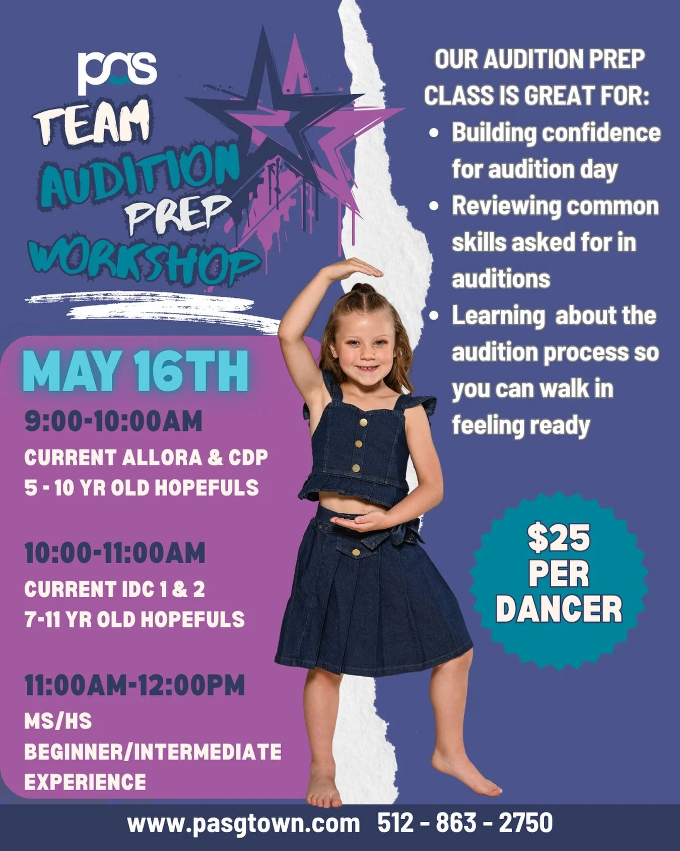 Got a young dancer eager to audition? Join us for Audition Prep to help them feel confident and prepared!