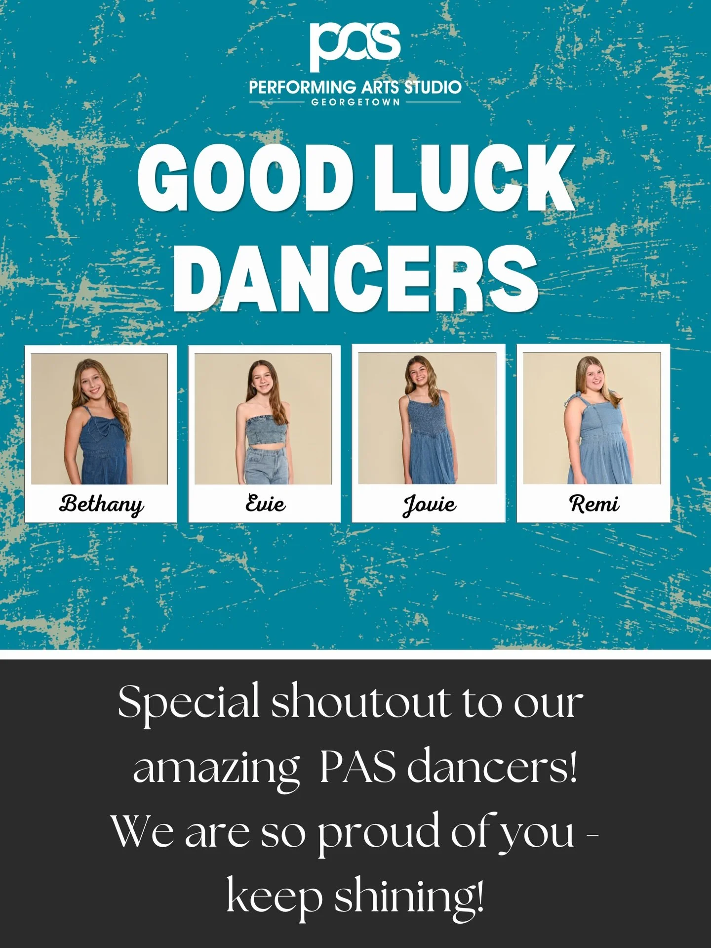 Congrats girls on all you&rsquo;ve accomplished this year! We hope you enjoyed every moment of your spring show this weekend. 🎉🩵