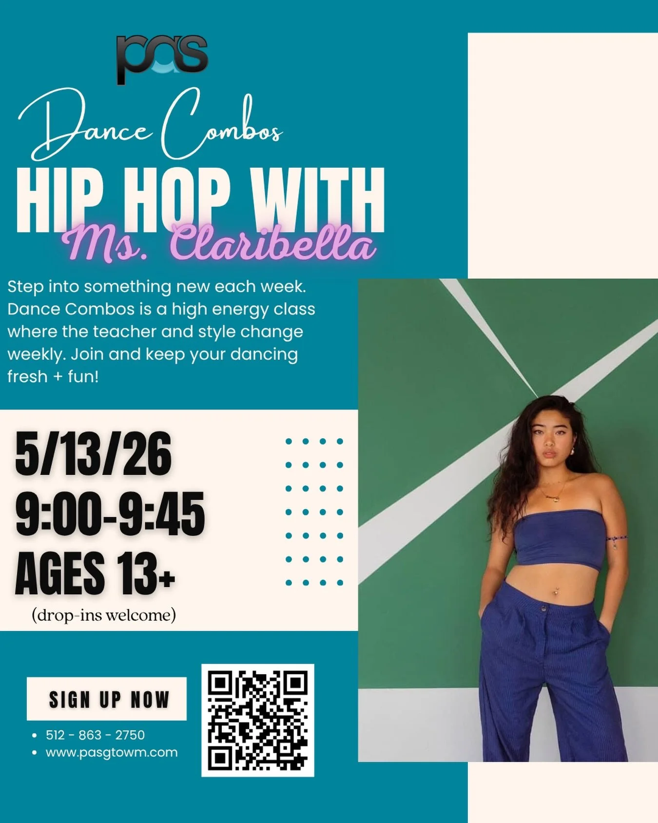 Join us as we welcome Ms. Claribella back to Dance Combos this week. Drop ins welcome!