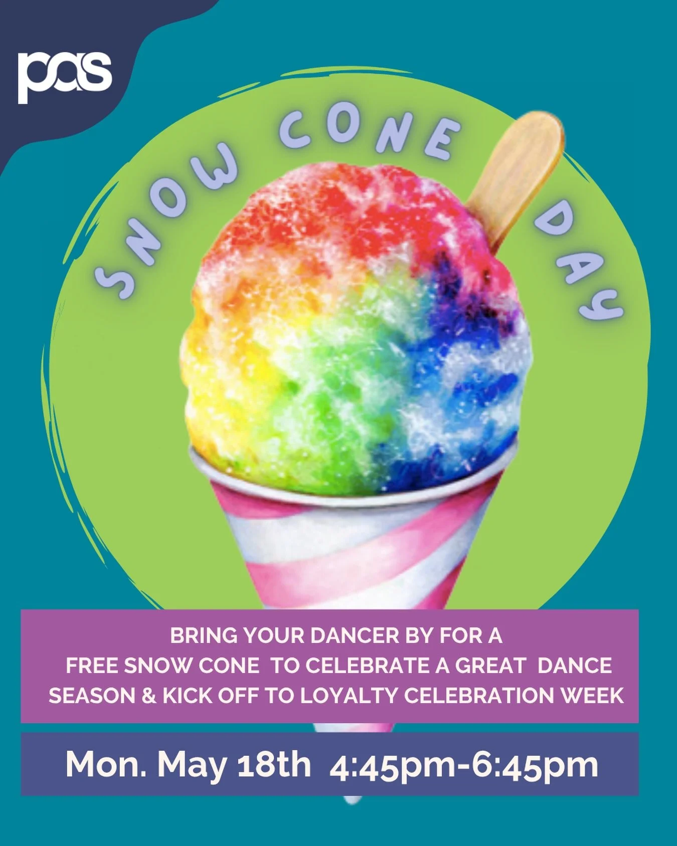 Loyalty Week kicks off with a sweet treat from @zydecoice. Don&rsquo;t have class on Monday? That&rsquo;s okay!! Bring your dancer by between 4:45-6:45pm and celebrate a fantastic 40th season!