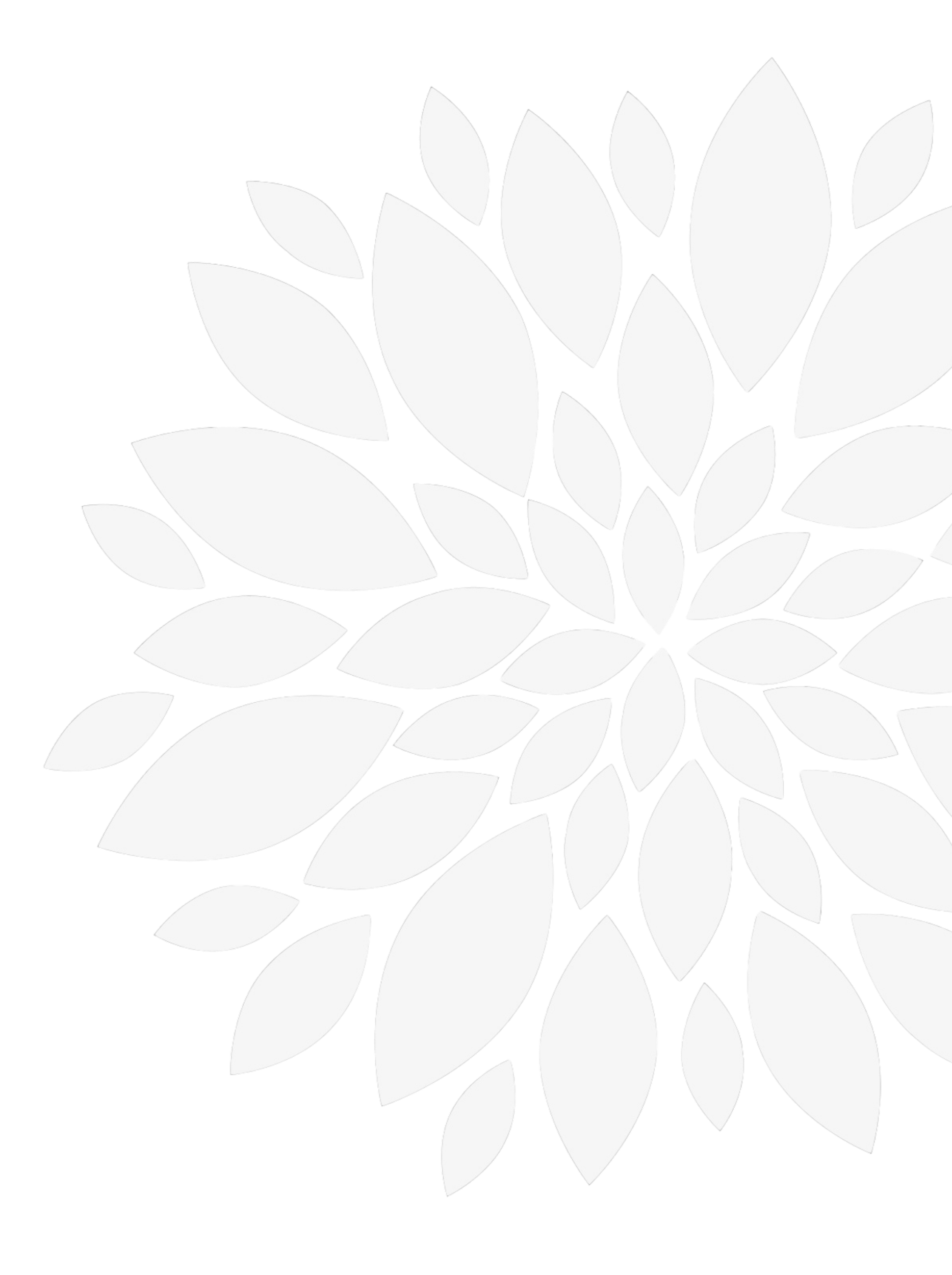 Black background with a stylized white floral or leaf pattern.