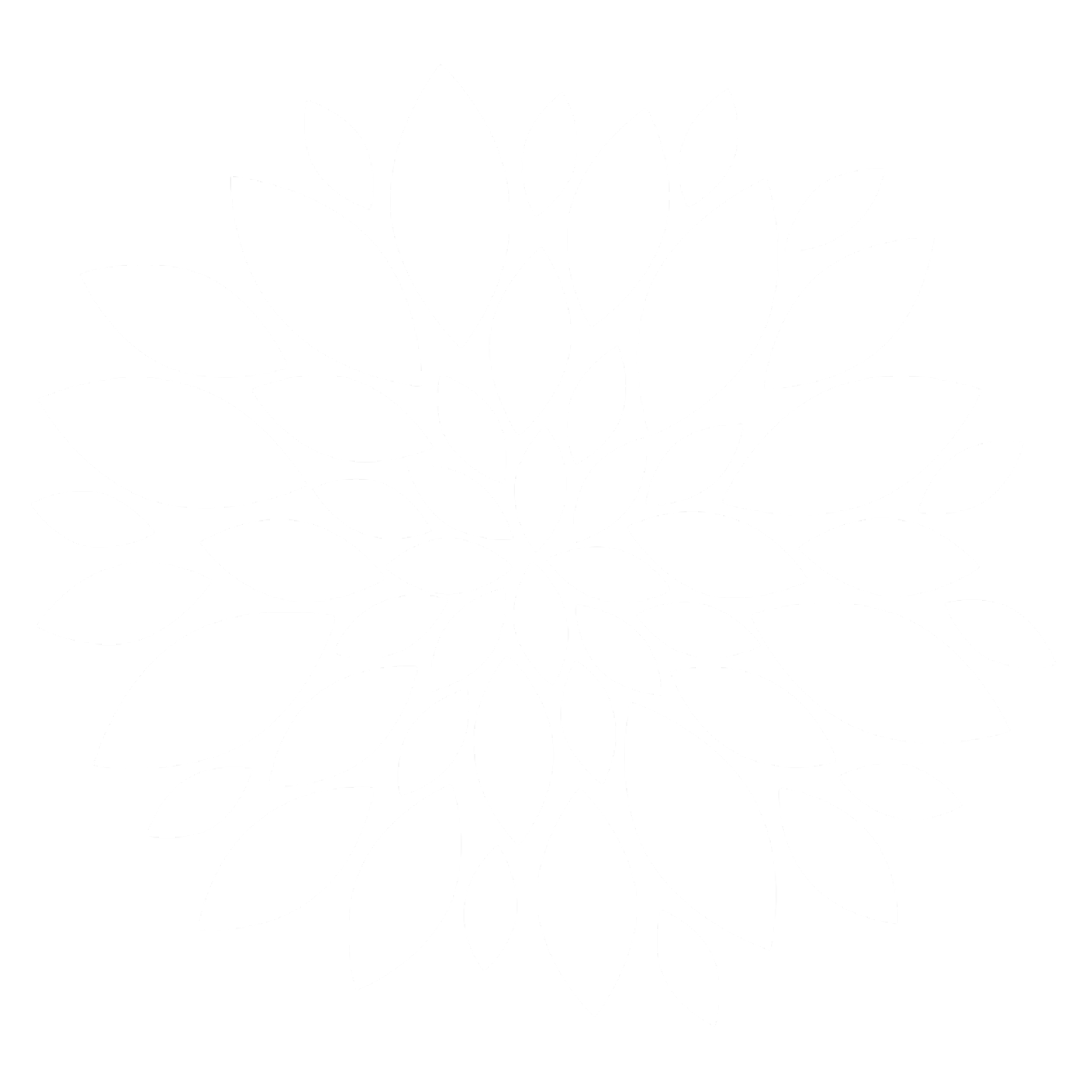 Black and white floral mandala design with layered symmetrical petals.