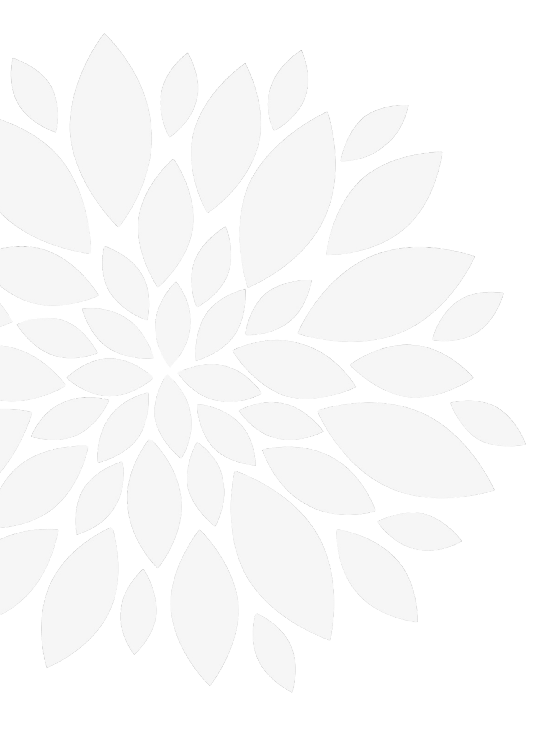 Black background with white abstract floral pattern of leaves or petals.