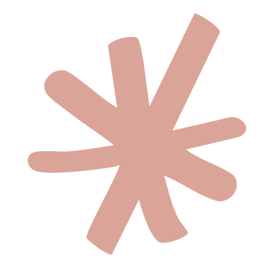 A large, irregular, light pink asterisk-shaped graphic on a black background.