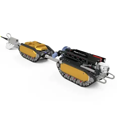 Three large pipelines running through a wooded area under a partly cloudy sky.