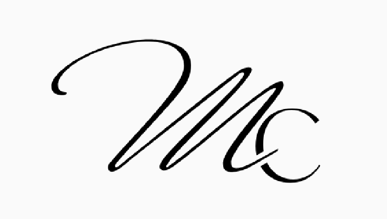 Decorative typography of the letters "MC"