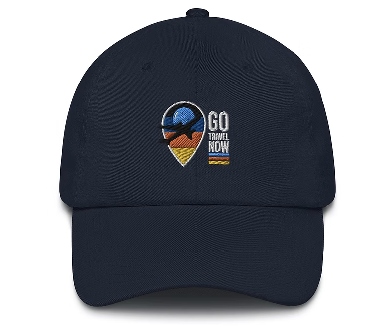 Navy hat with Go Travel Now logo