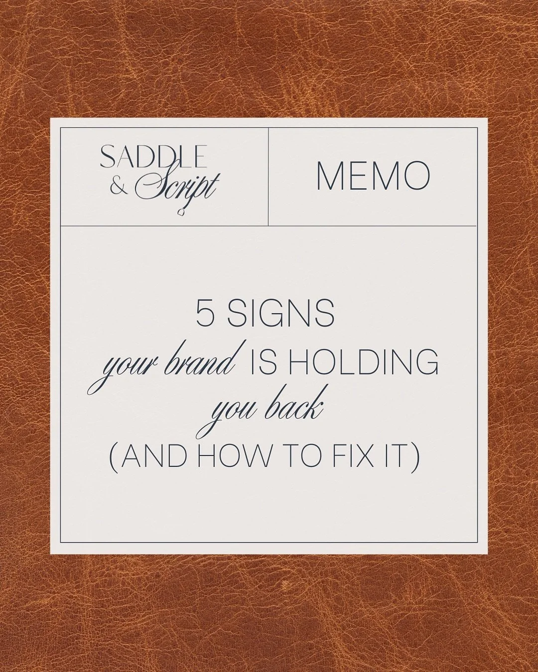 Is your brand holding you back? 

From mismatched visuals to unclear messaging, even the smallest details can change how your audience sees you. Swipe through for 5 signs your brand is holding you back and how to fix them.

If any of these feel famil