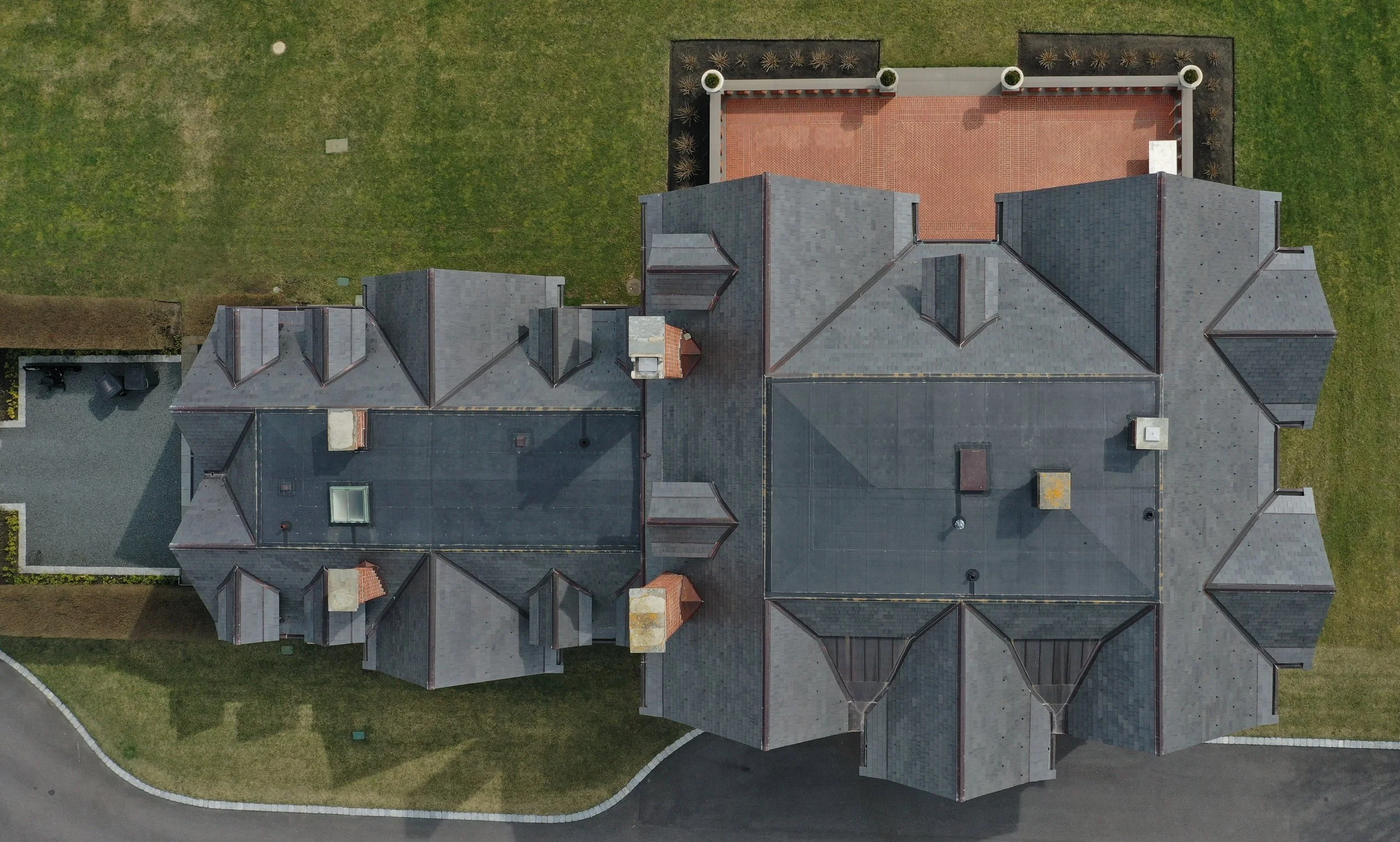 Faxon Lodge, historic slate roof restoration by Slate & Copper Services, Portsmouth, Rhode Island and Easton, Connecticut