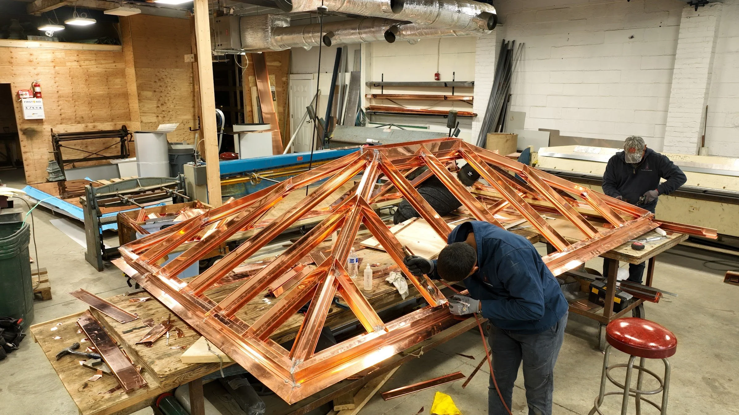 Custom copper skylight by Slate & Copper Services in Portsmouth, Rhode Island, and Easton, Connecticut