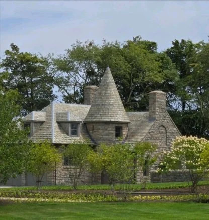 Slate roofing and copper gutters on home in Newport, Rhode Island by Slate & Copper Services, Portsmouth, RI, and Easton, Connecticut