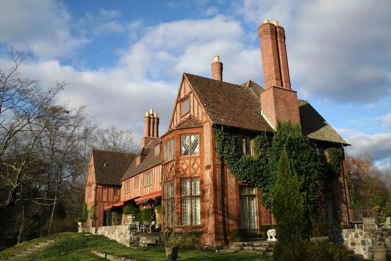 Ludowici Tile roofing and copper gutters on a home by Slate & Copper Services, Portsmouth, Rhode Island, and Easton, Connecticut