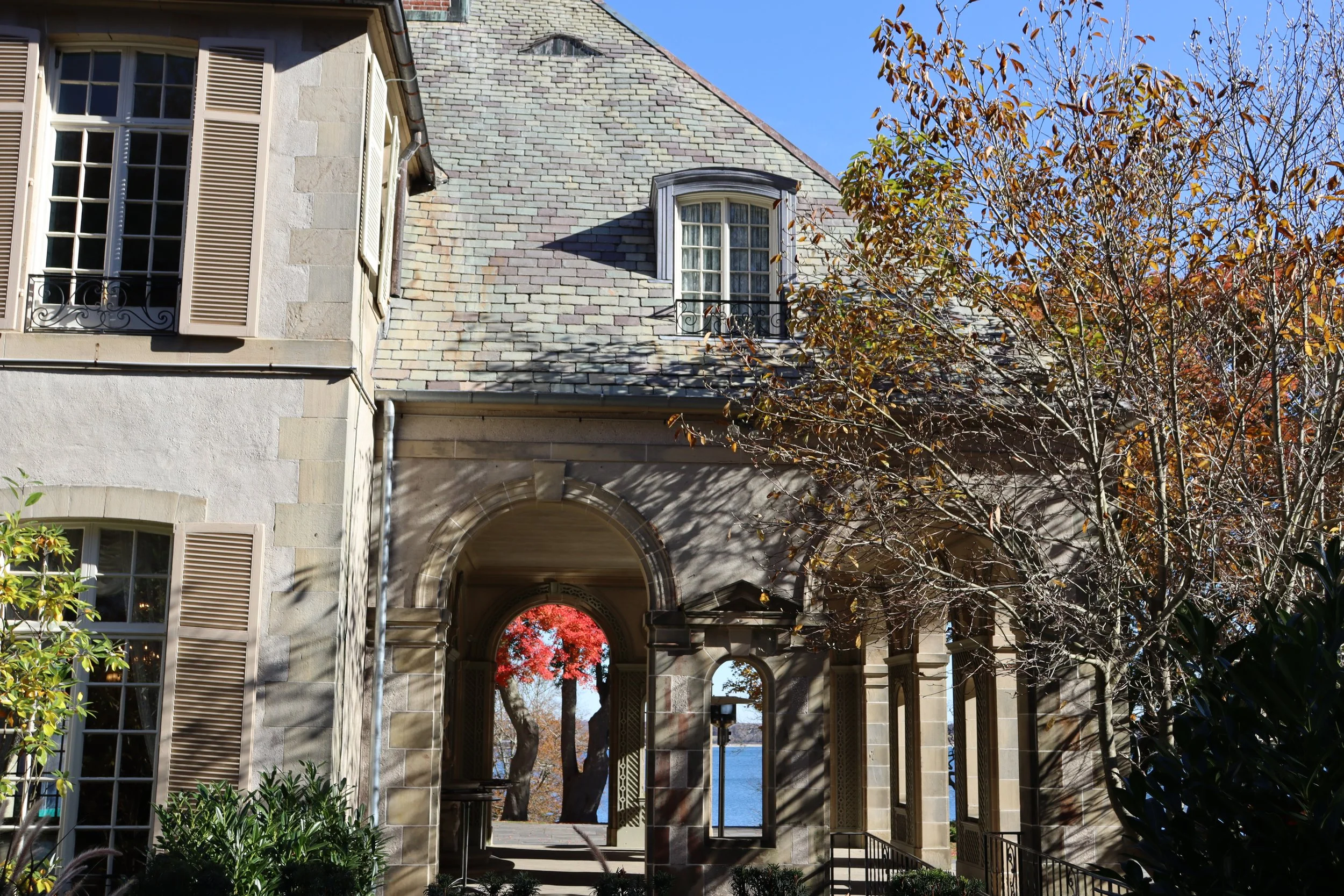Historic restoration/preservation with slate roofing on Glen Manor in Portsmouth, RI, by Slate and Copper Services