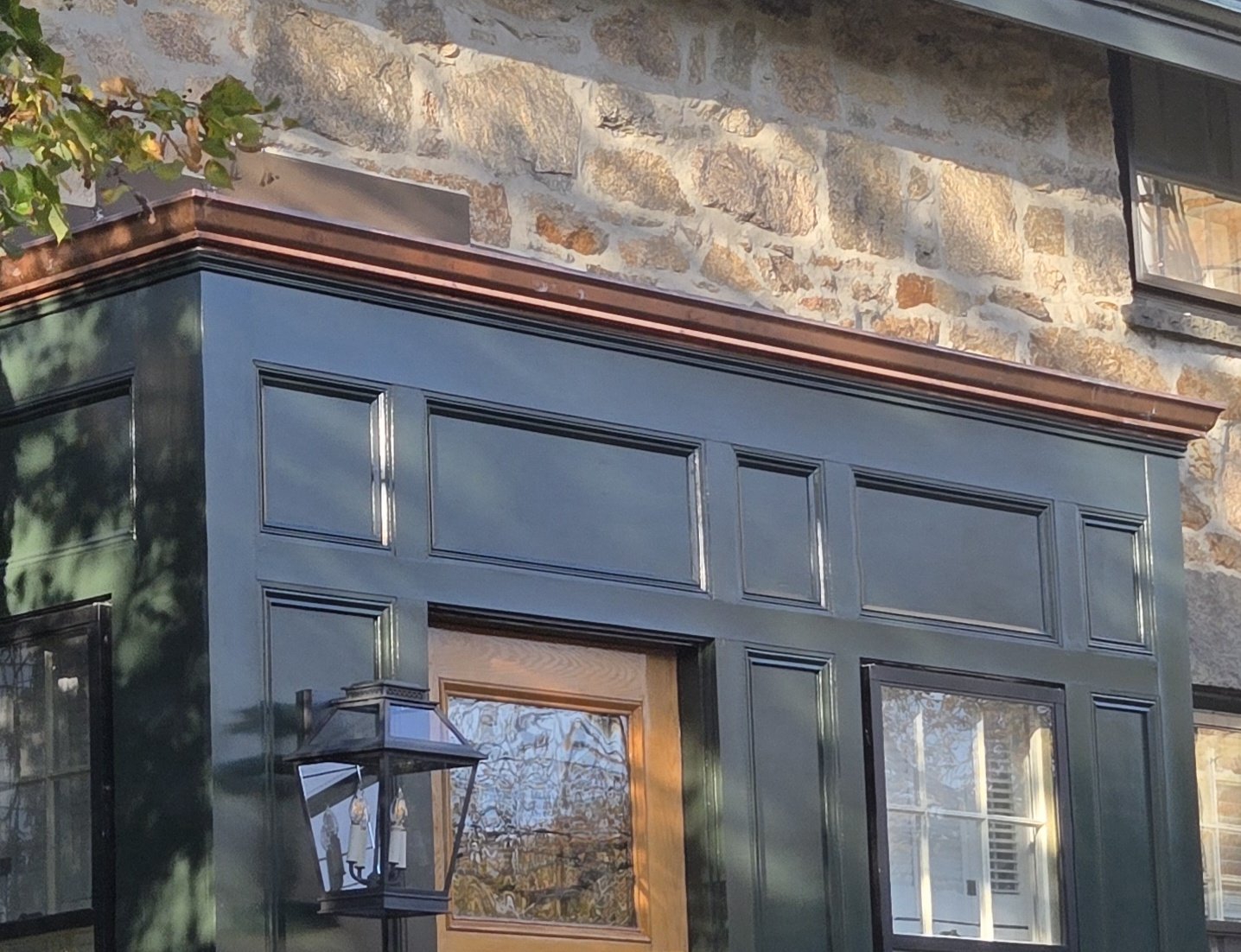 Copper guttering by Slate and Copper Services in Portsmouth, Rhode Island and Easton, Connecticut, serving Fairfield County, Providence, coastal RI, and South Coast, MA.