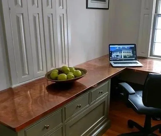 Custom copper countertop by Slate and Copper Services in Portsmouth, Rhode Island and Easton, Connecticut, serving Fairfield County, Providence, coastal RI, and South Coast, MA.
