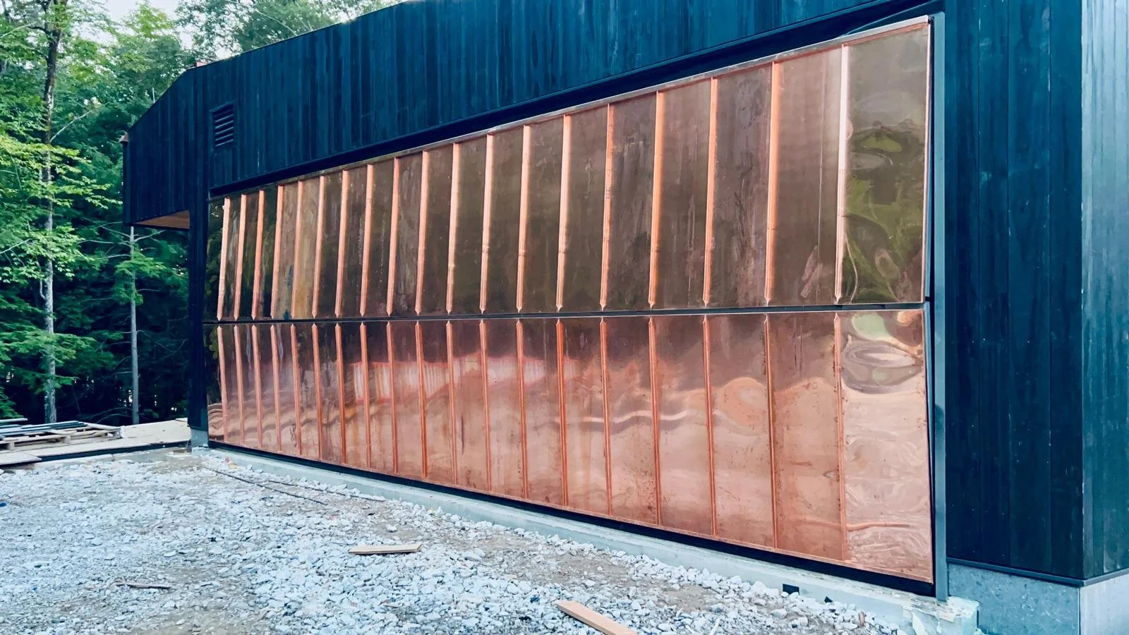 Metal Wall Cladding on a home by Slate & Copper Services, Portsmouth, Rhode Island, and Easton, Connecticut