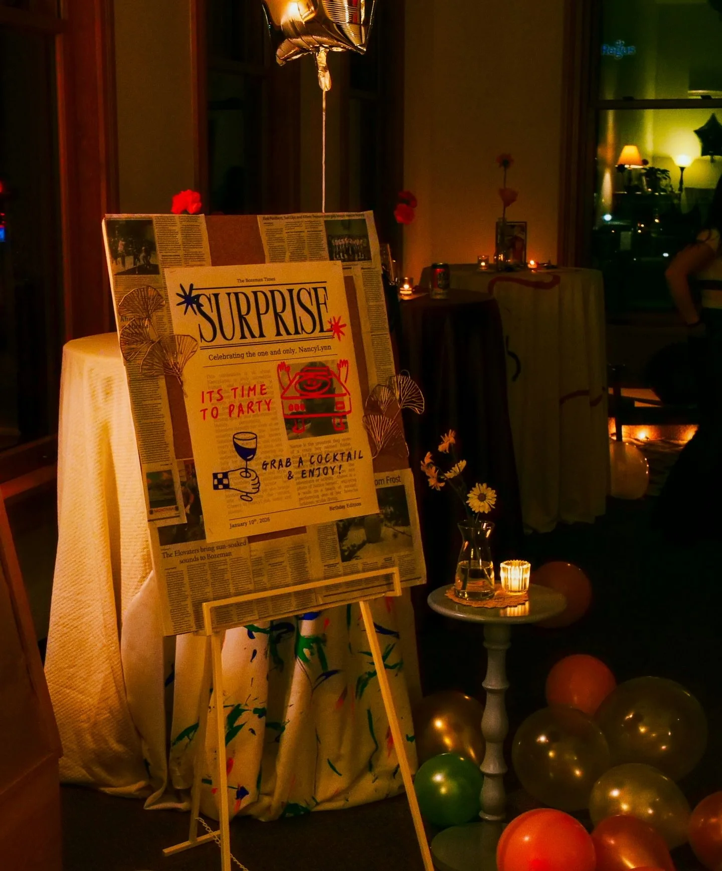 SURPRISE!🎈

A successful surprise, great group of friends, and super fun design in this beautiful space downtown Bozeman🌆📍

The small personal details and interactive elements helped transform a classic party into a new, fun experience for everyon