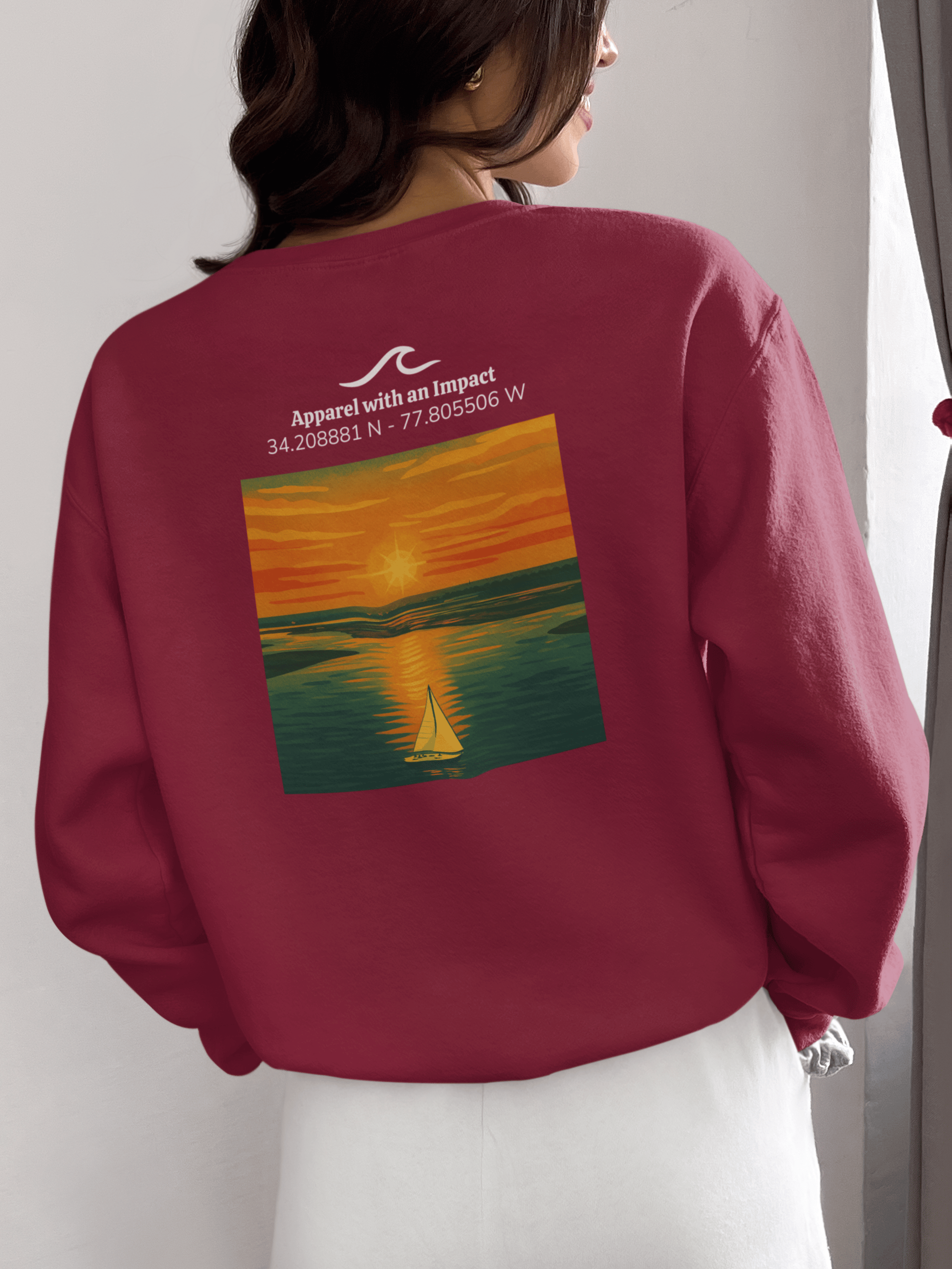 Sailboat Sunset Classic Coastal Crewneck Sweatshirt