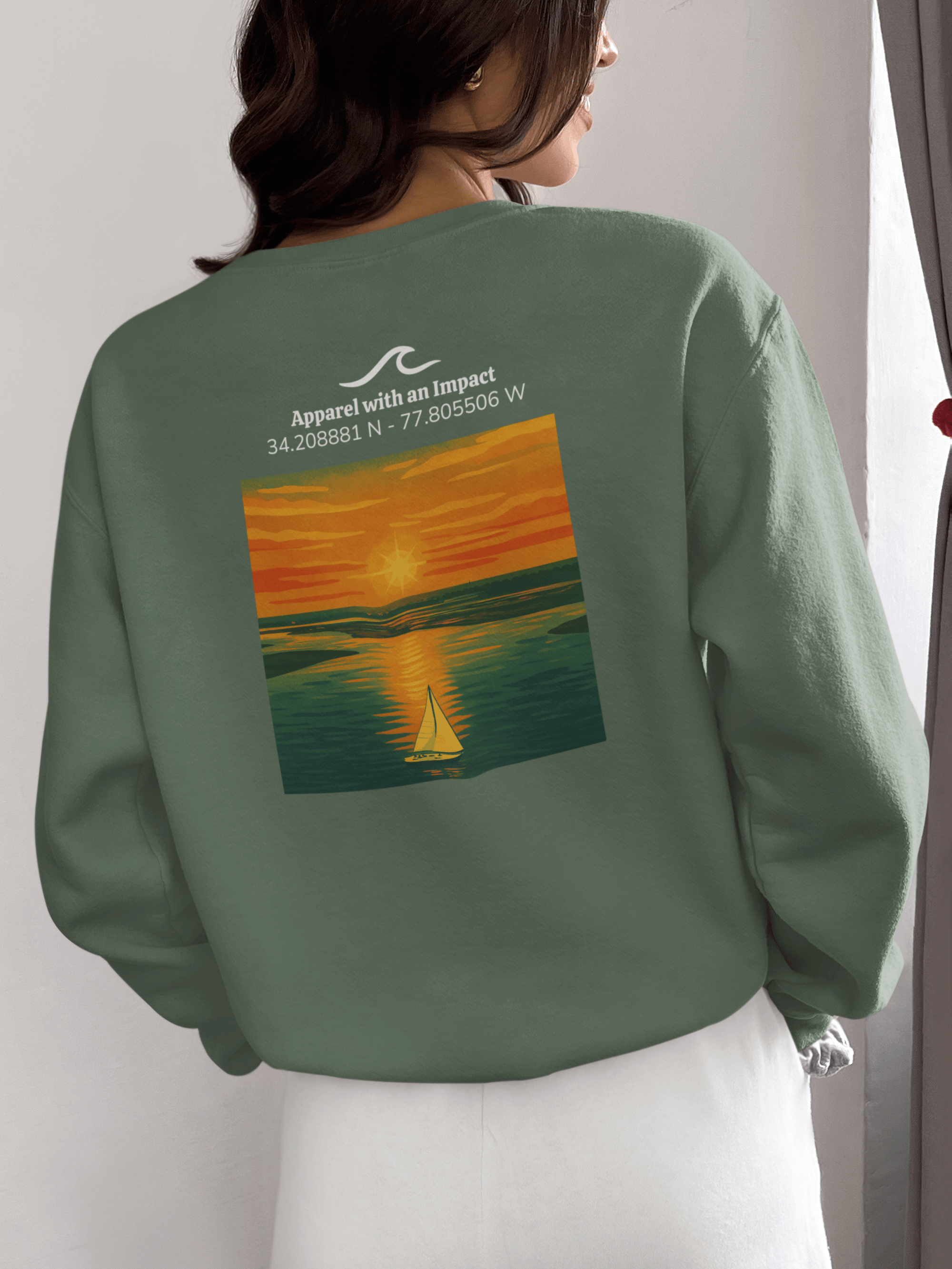 Sailboat Sunset Classic Coastal Crewneck Sweatshirt