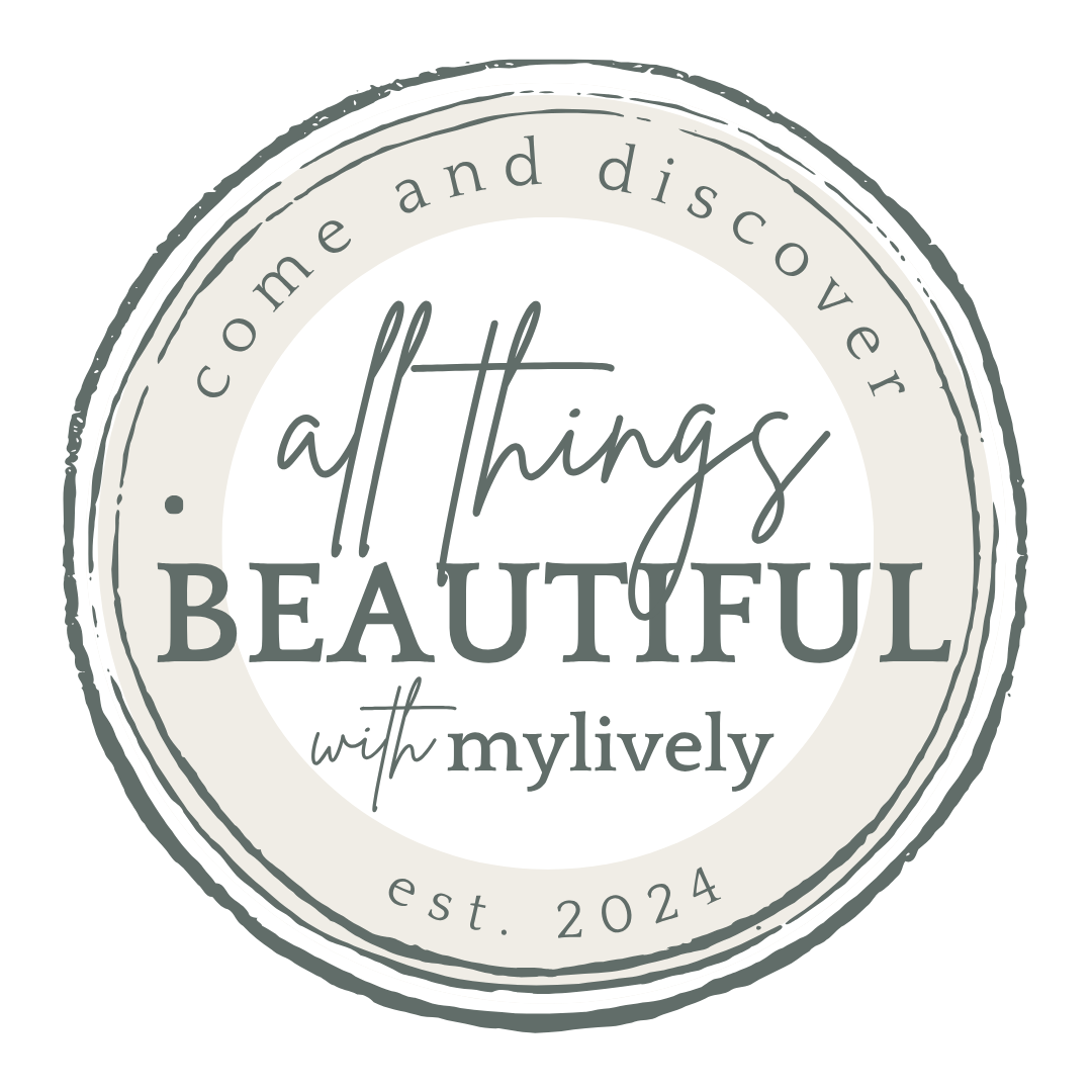 A circular logo with the text 'come and discover all things beautiful with mylively' and 'est. 2024' on a light background.