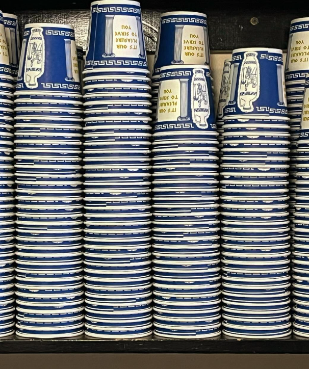Stacks of coffee cups