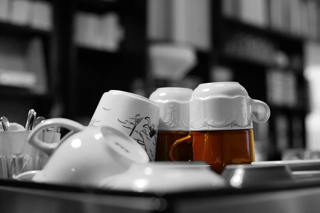 Stacks of coffee mugs