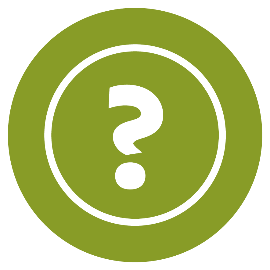 Green circular icon with a white question mark in the center, outlined by two concentric white circles.