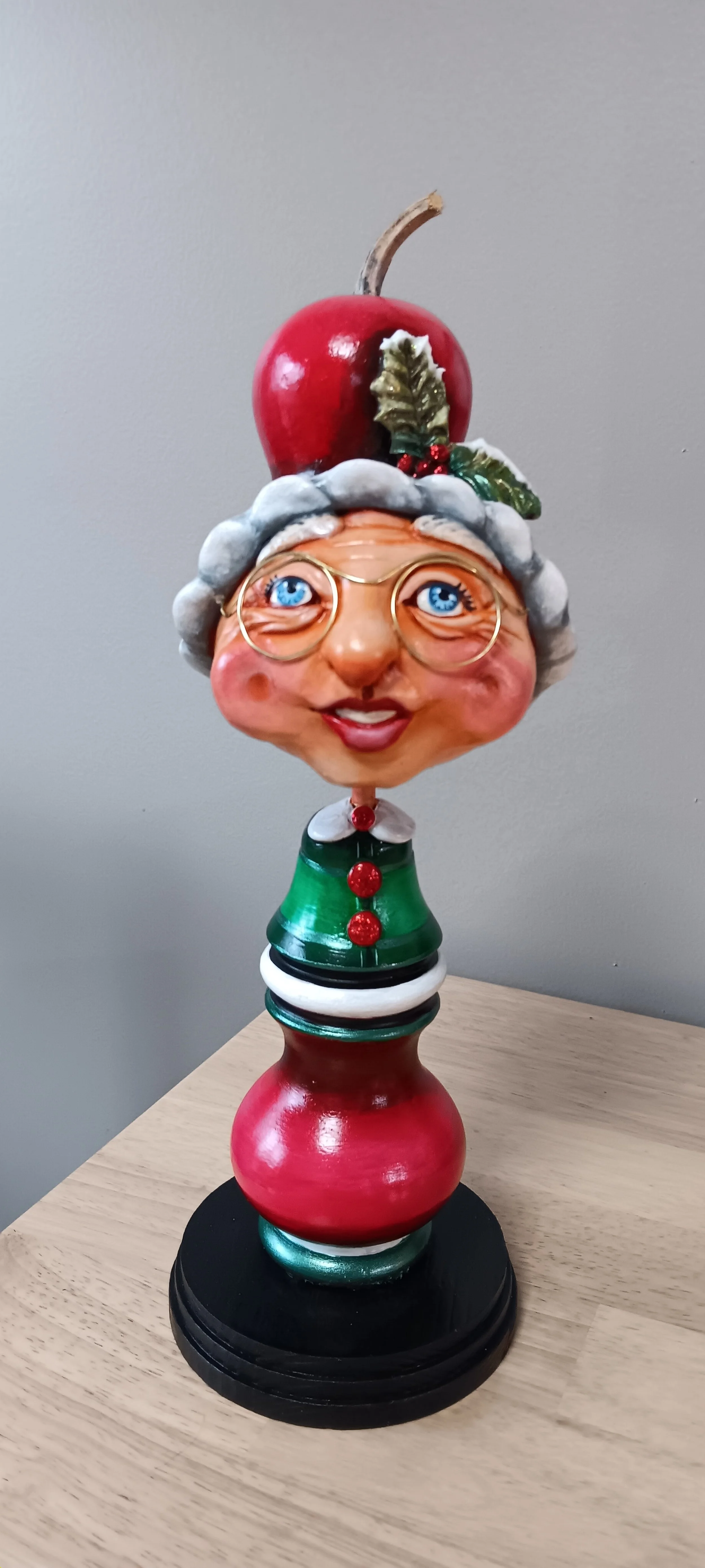 Mrs. Claus Gourd Sculpture