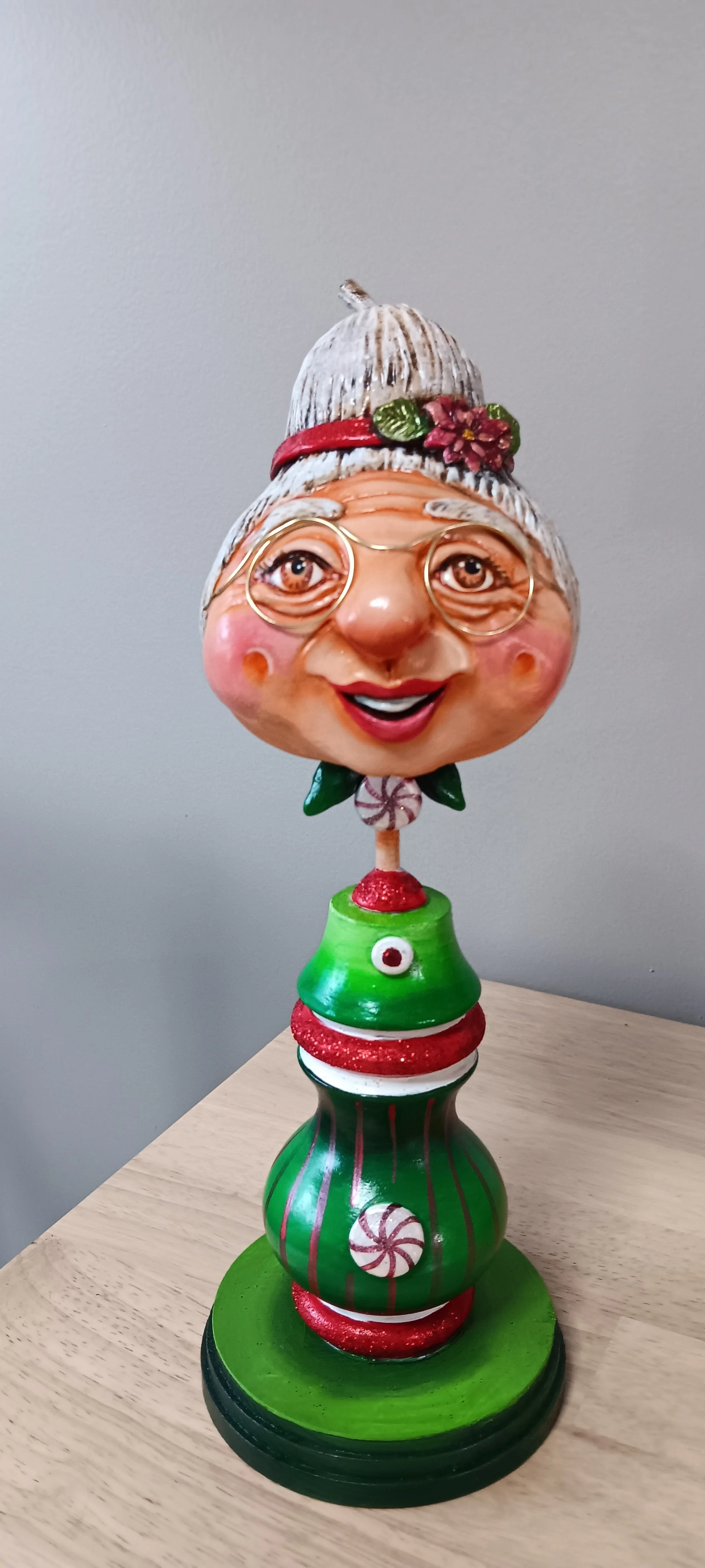 Mrs. Claus Gourd Sculpture
