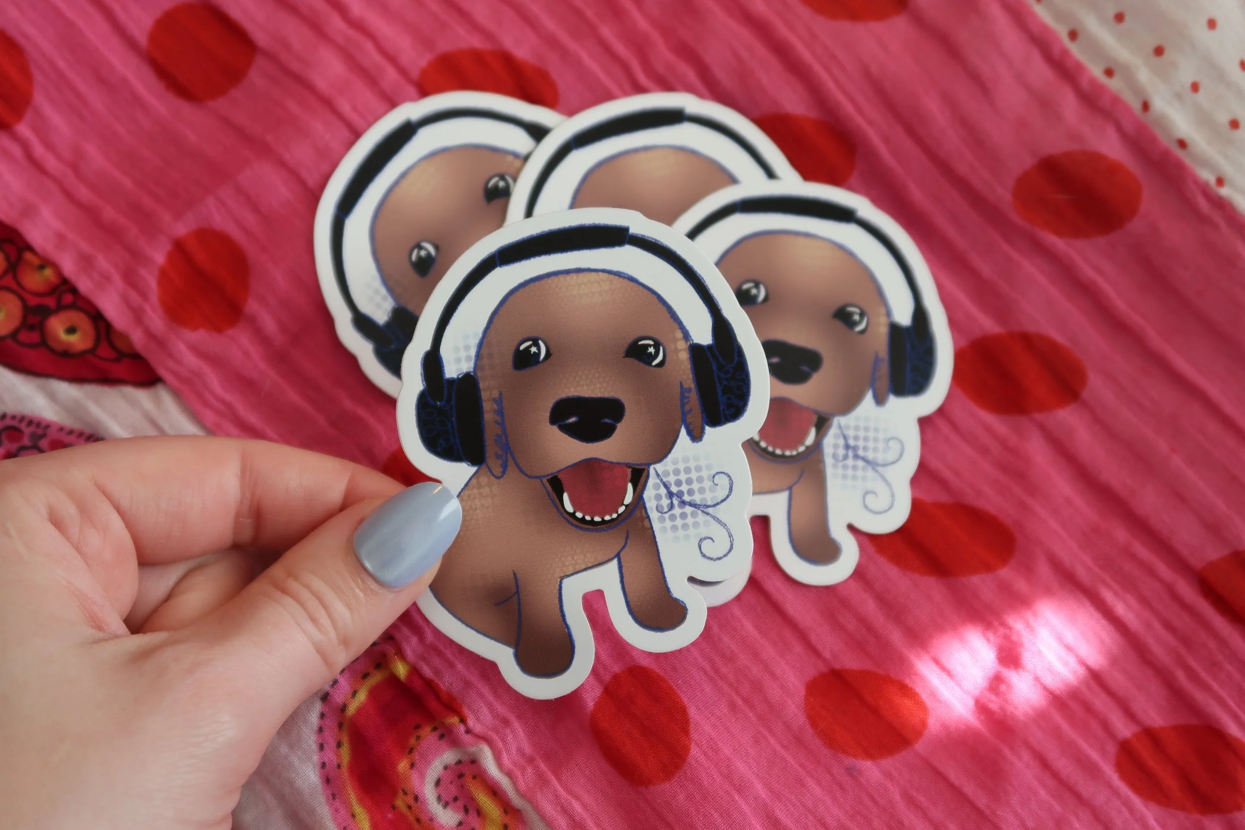 Big Head Headphone Pup Sticker
