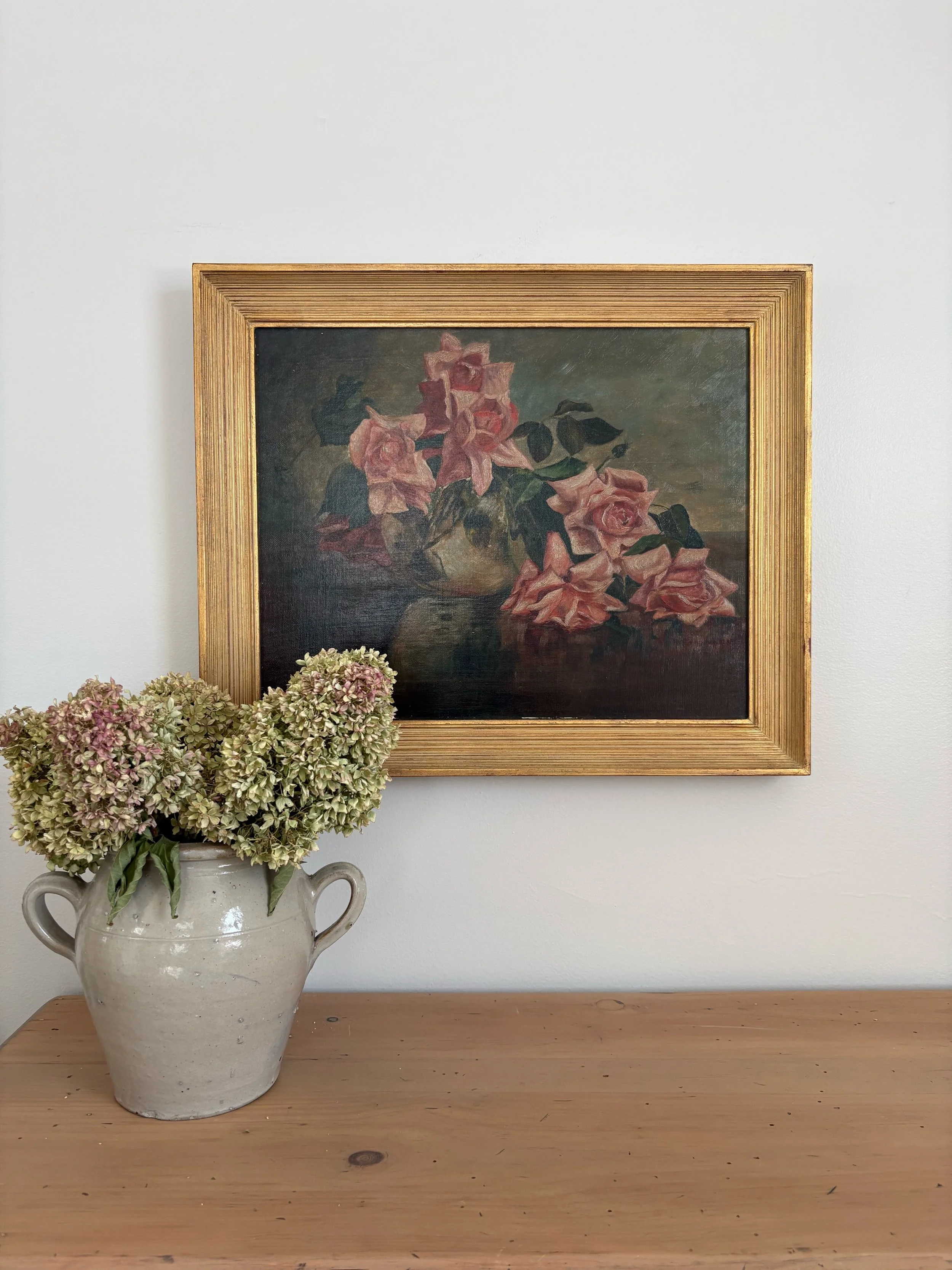Vintage Floral Rose Oil Painting