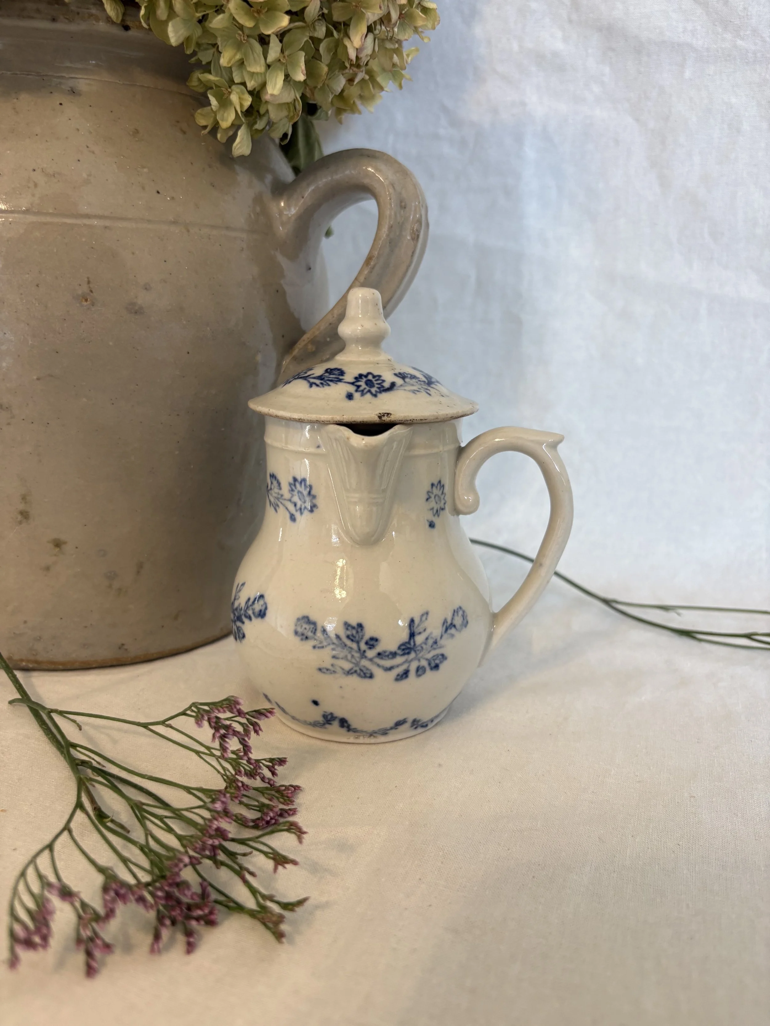 Saint-Uze French Stoneware Pitcher with Lid
