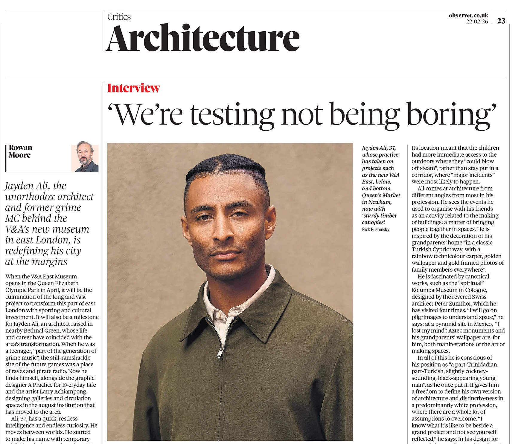 Jayden Ali featured in The Observer