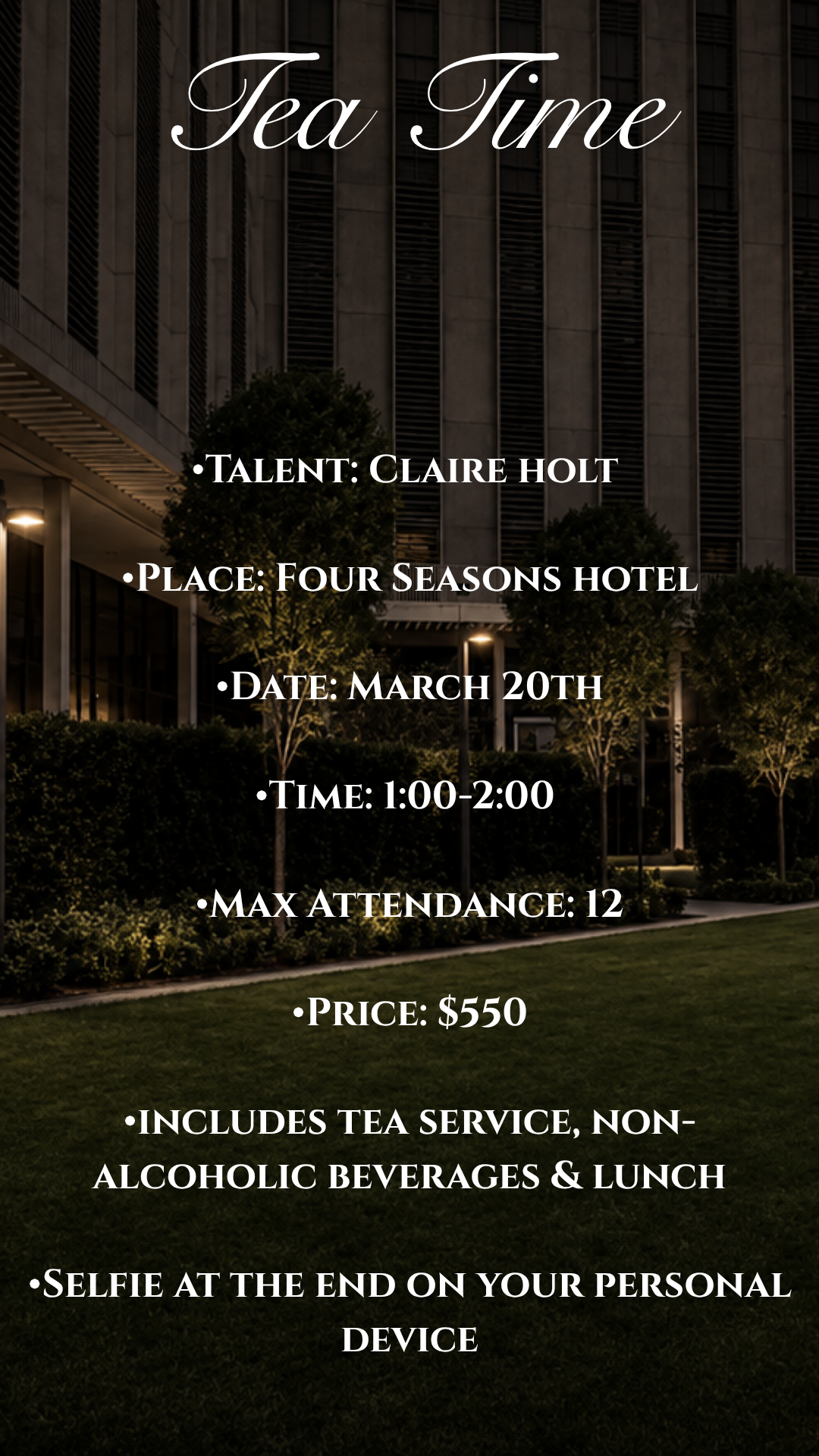 Tea Time at the Four Seasons with Claire