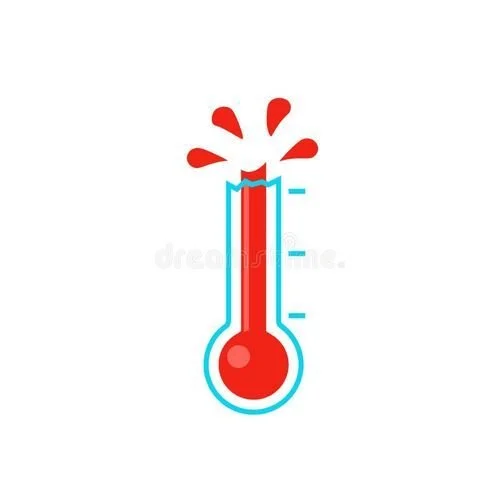 Thermometer showing a high temperature or heat.