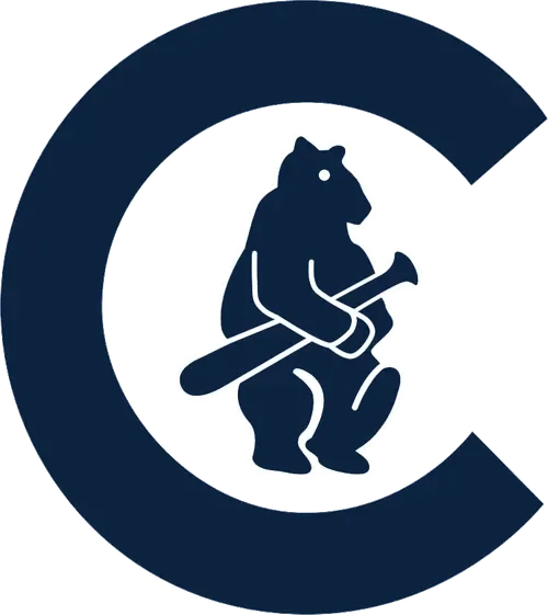 A logo featuring a bear holding an axe, centered within a large letter 'C'.