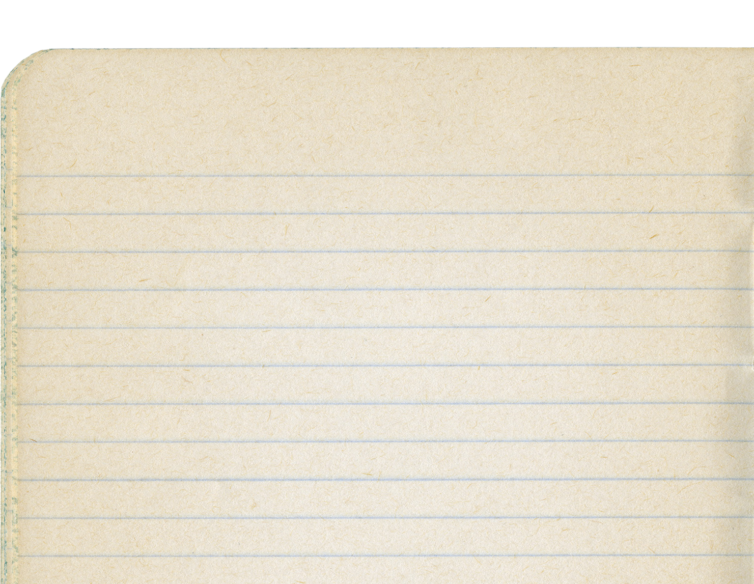 Open blank notebook with lined, yellowish pages and a dark cover.